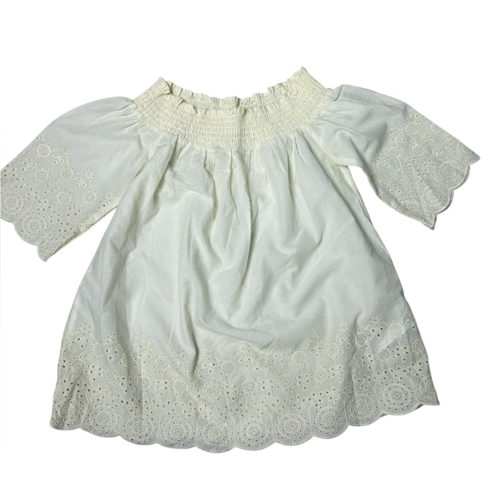 Abercrombie & Fitch top off the shoulder eyelet embroidered